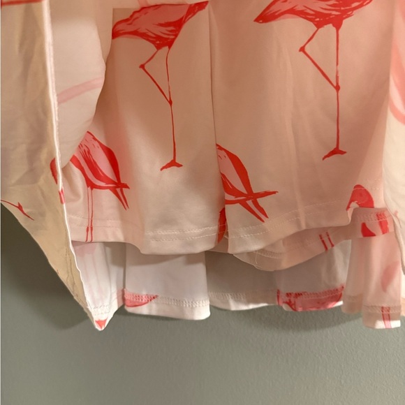 Flamingo Cream and Pink Pleated Mini Skater Skirt - Picture 3 of 6